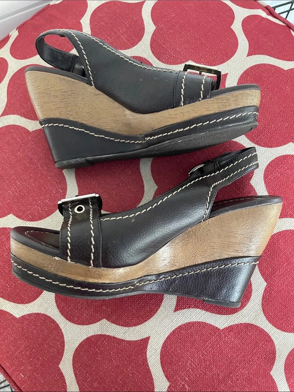 Montego Bay Club Wedge Open-Toe Sandals With Buckles Size 7